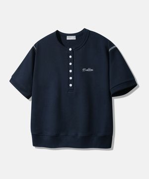 헨리넥 반팔 스웨트 셔츠 BK5957_네이비