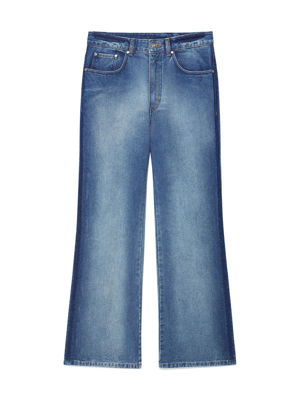 마뗑킴(MATIN KIM) GRADATION WASHED DENIM PANTS FOR MEN IN BLUE