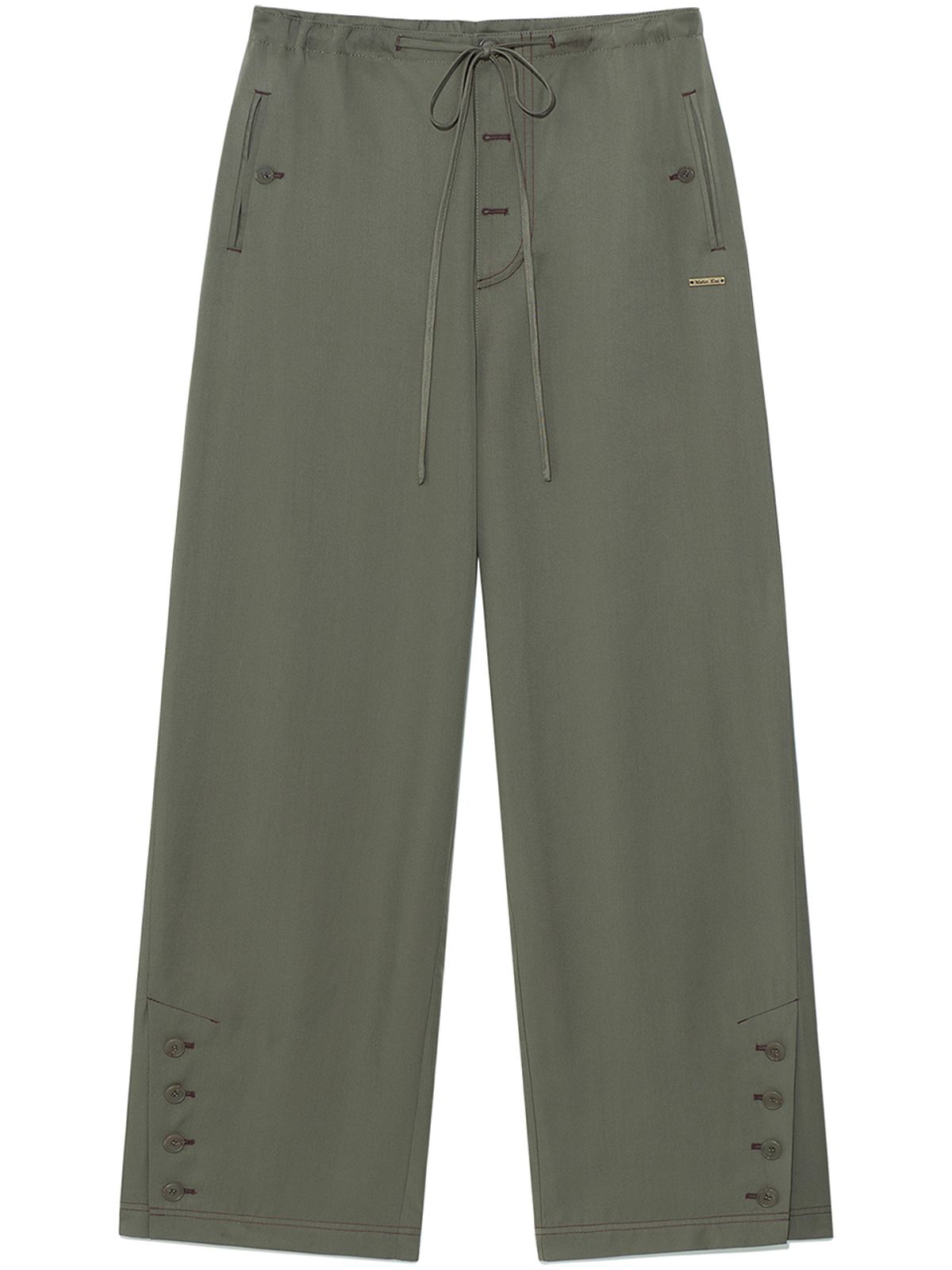 마뗑킴(MATIN KIM) BUTTON POINT STRING WIDE PANTS IN KHAKI