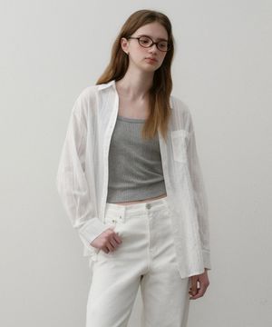 에센셜 루즈핏 썸머 패턴 셔츠 아이보리스트라이프