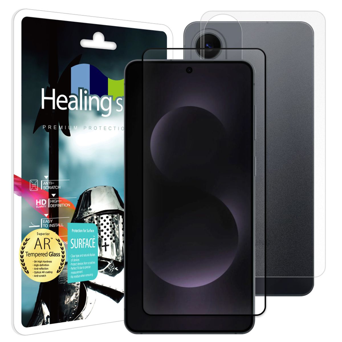힐링쉴드(HEALINGSHIELD) 갤럭시S25 엣지 3D 풀커버 AR 고화질 강화유리 액정보호필름 1매 후면1매
