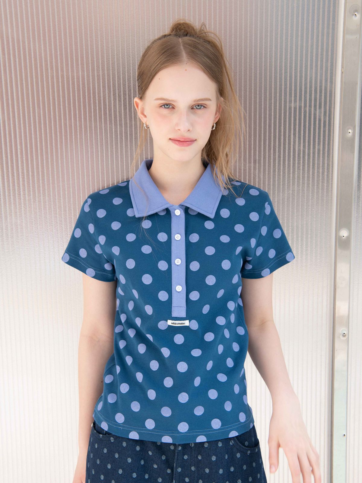 오피쉬(OAFISH) DOT PK T-SHIRT, BLUE