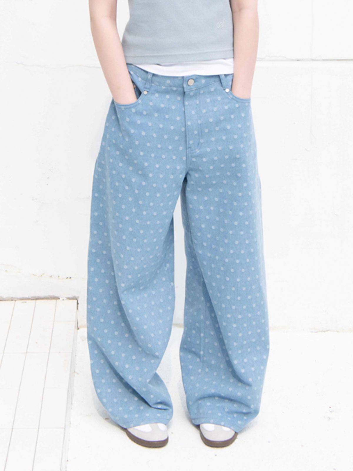 오피쉬(OAFISH) WIDE DOT DENIM PANTS, LIGHT BLUE