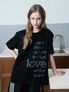 DOT LACE LETTERING T-SHIRT, BLACK