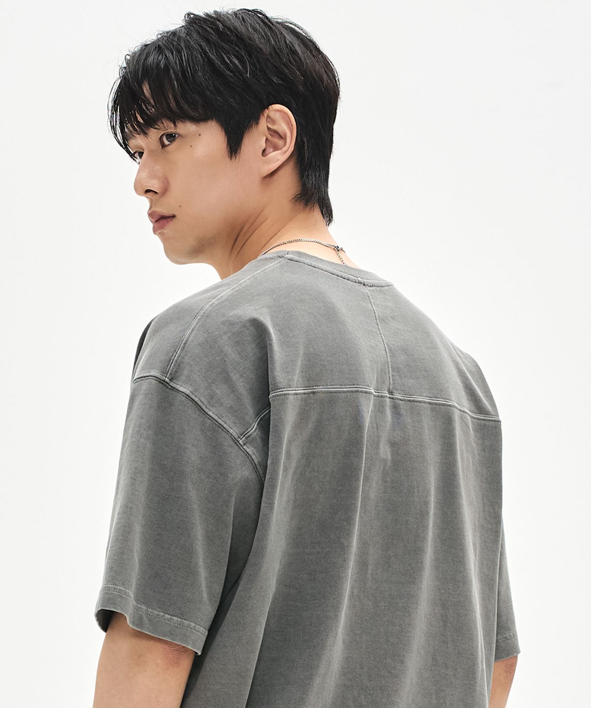 소버먼트(SOVERMENT) 460G 컷 헤비 피그먼트 티셔츠-건 메탈-