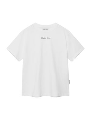 EMBROIDERY SMALL LOGO OVERSIZE TOP IN WHITE