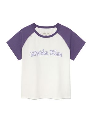 FLOWER STITCH RAGLAN LOGO TOP IN PURPLE