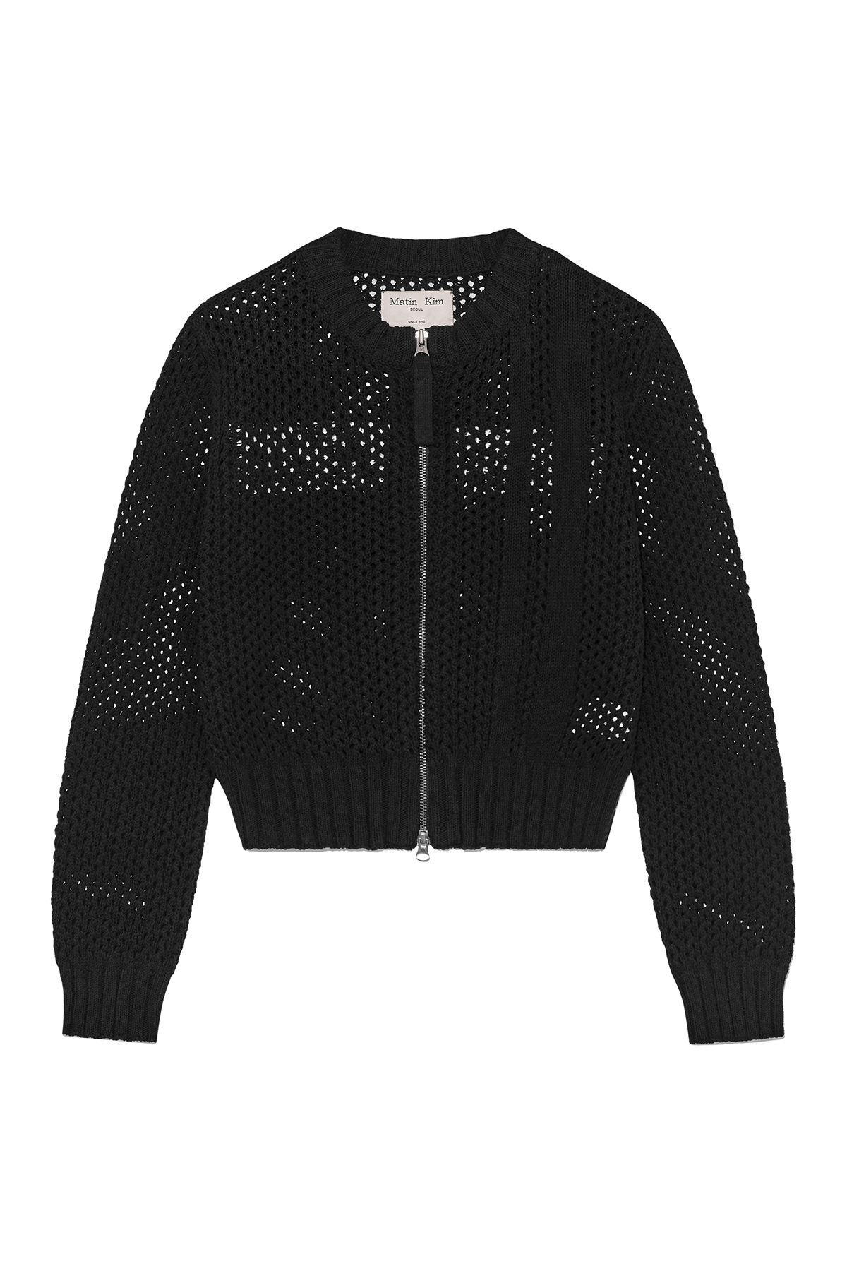 マーティン キム　BACK LOGO JACQUARD KNIT BACK LOGO JACQUARD KNIT ZIP UP FOR MEN IN BLACK – Matin Kim