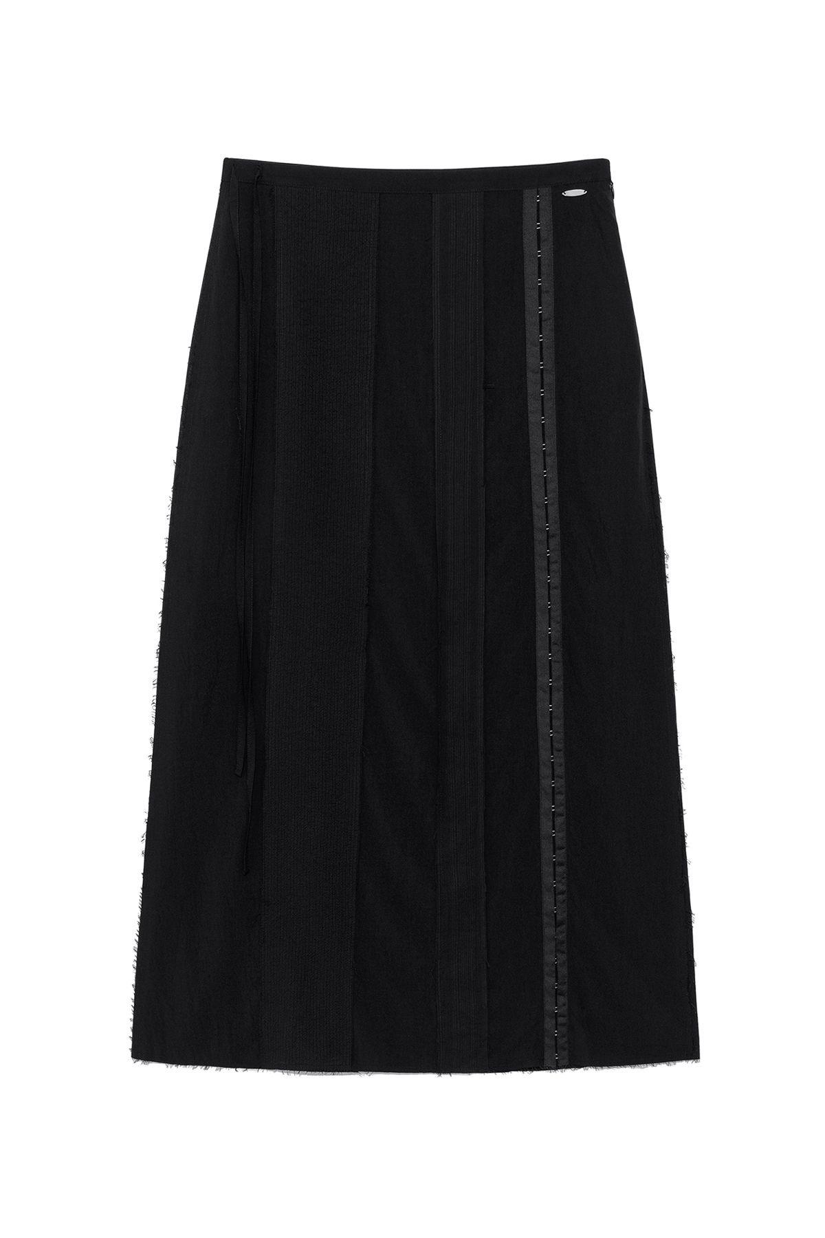 MUSINSA | MATIN KIM HOOK AND EYE STRING LONG SKIRT IN BLACK