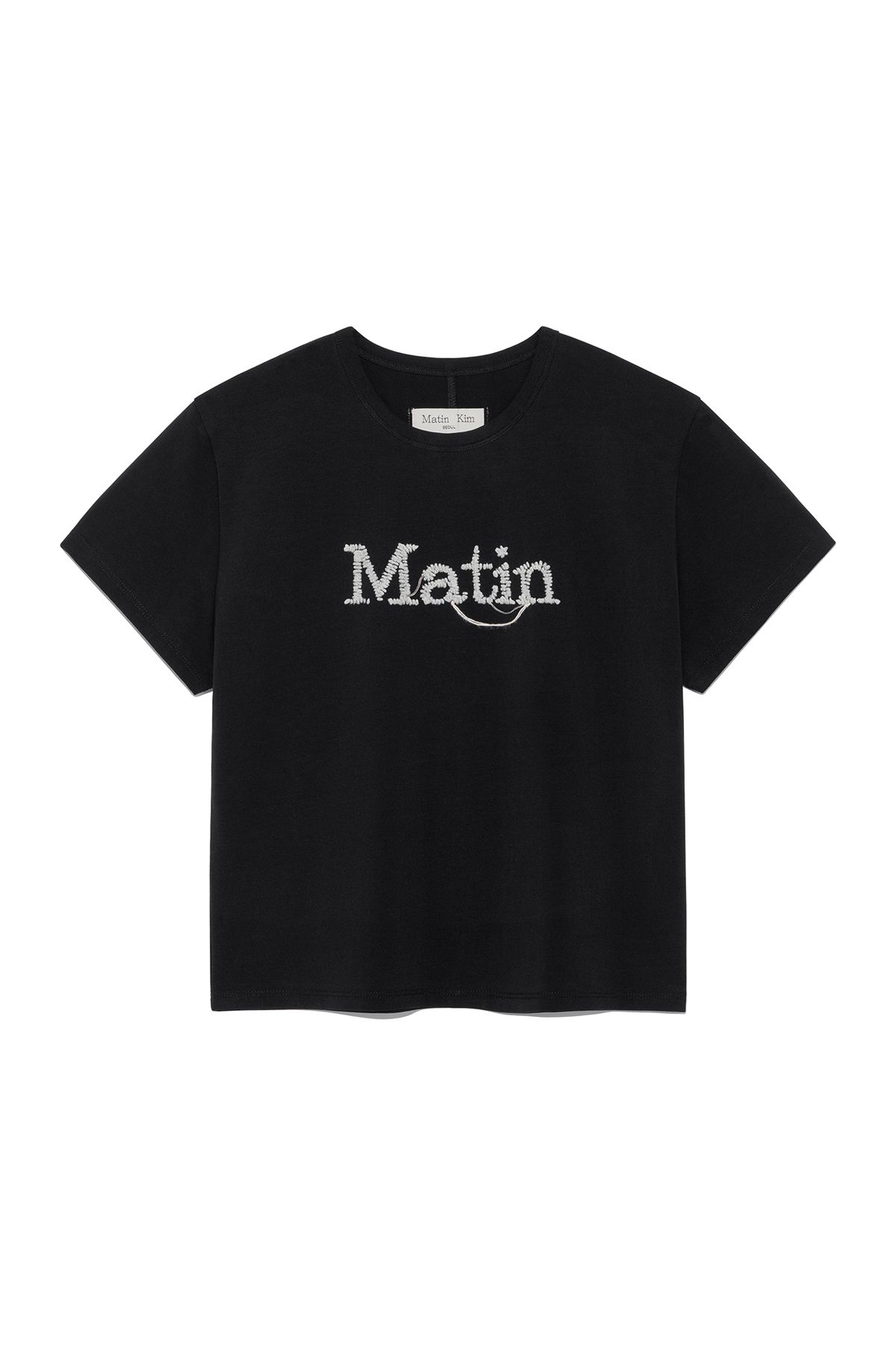 MUSINSA公式 | MATIN KIM STITCH PRINTING DETAIL CROP TOP IN BLACK