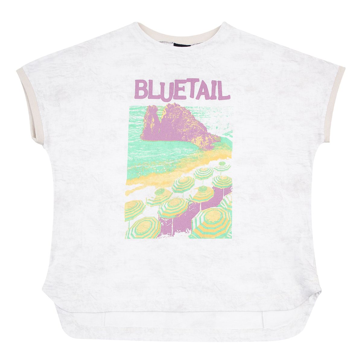 블루테일(BLUETAIL) AZC4TS02WT 이그조틱 프린팅 화이트 티셔츠