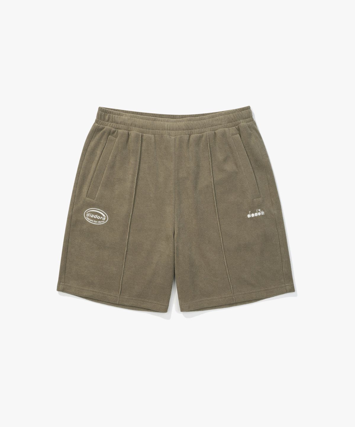디아도라(diadora) 테리 4부 하프팬츠 KHAKI