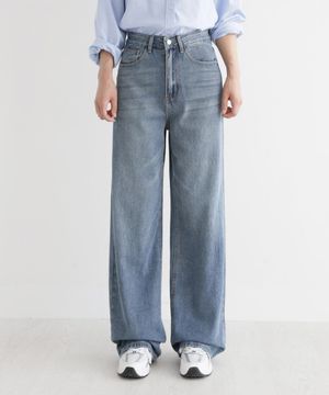 데일리 빈티지 블루워싱 세미와이드 데님 팬츠