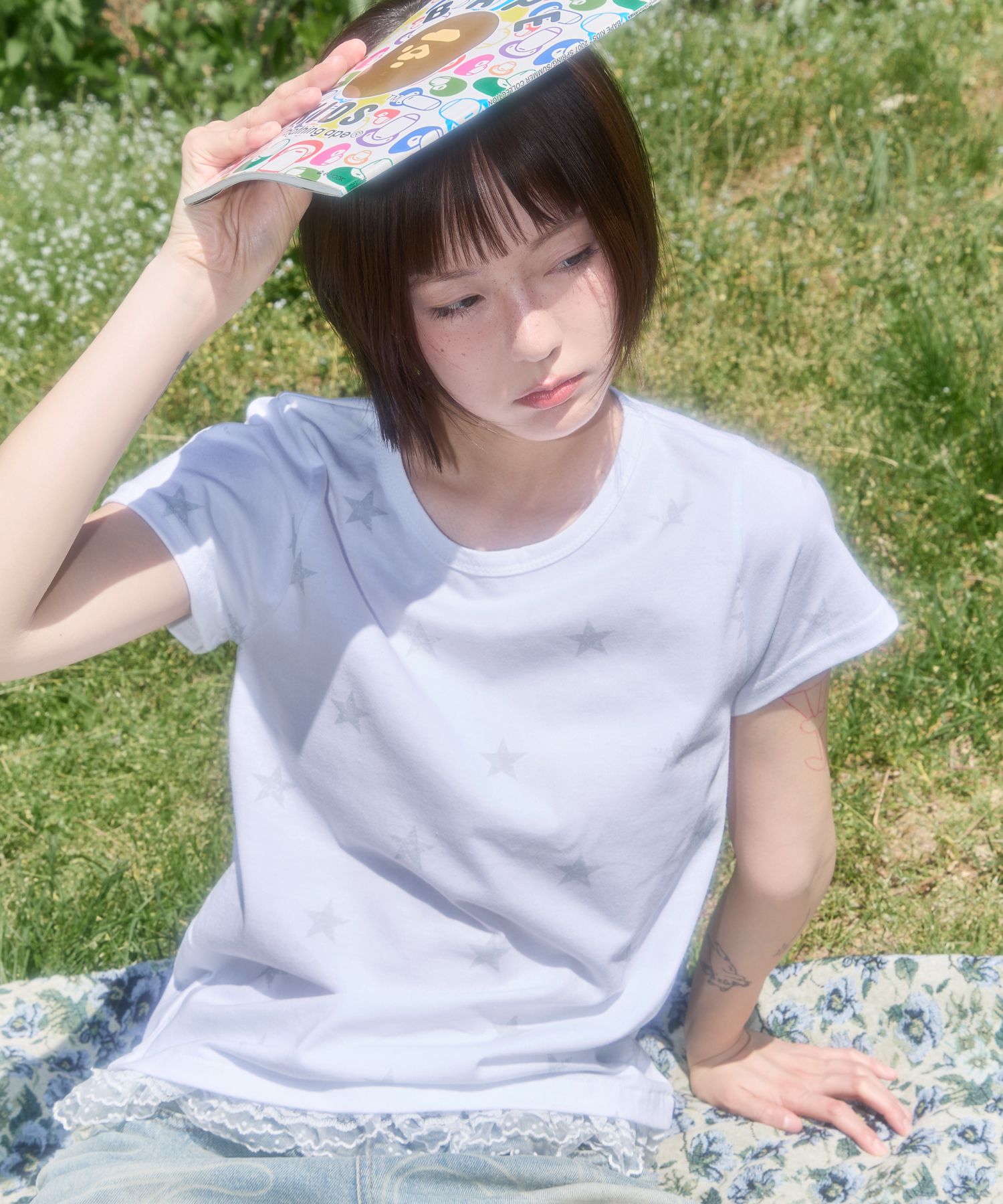 MUSINSA | FANCY CLUB Lace Star Layered Tee (WHITE) F25QB118