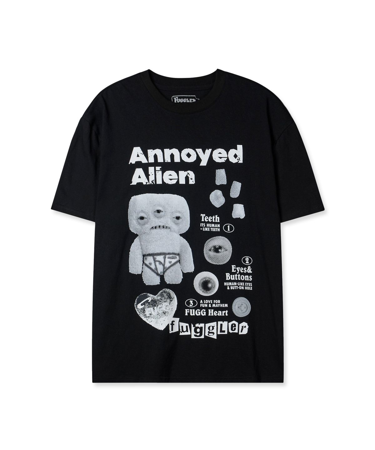 퍼글러(FUGGLER) 퍼글러 에일리언 콜라주 티셔츠(블랙)