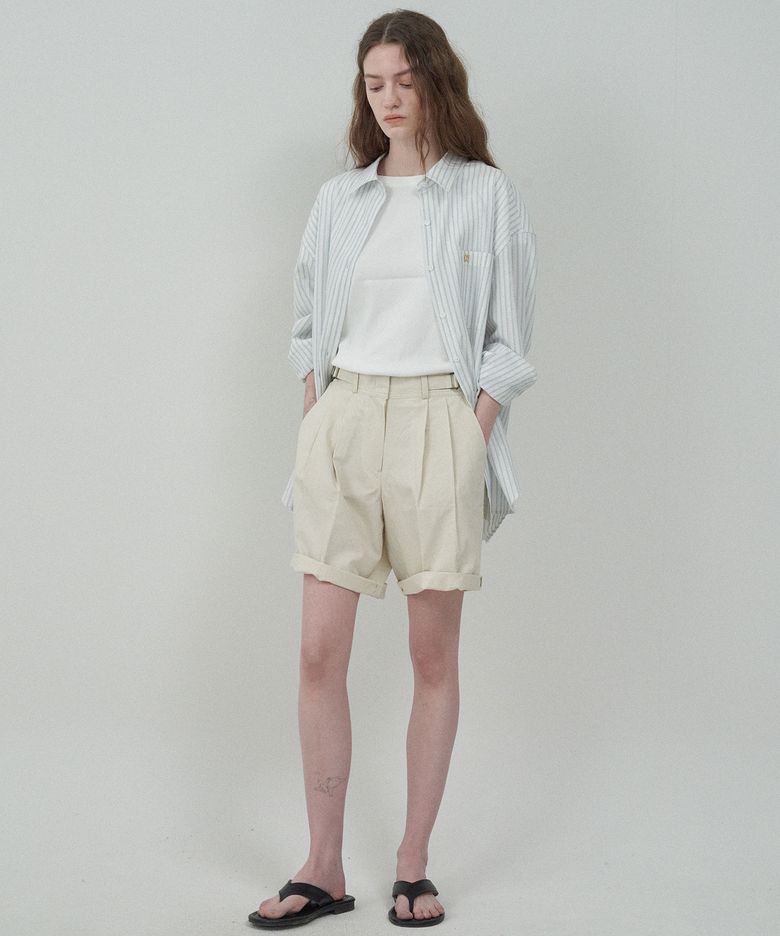 코튼 버클 쇼츠-Ivory