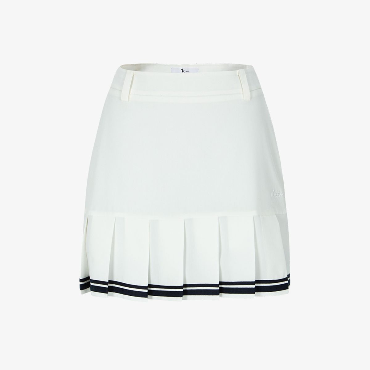릭크(LIKK) 라인 플리츠 스커트 (화이트)