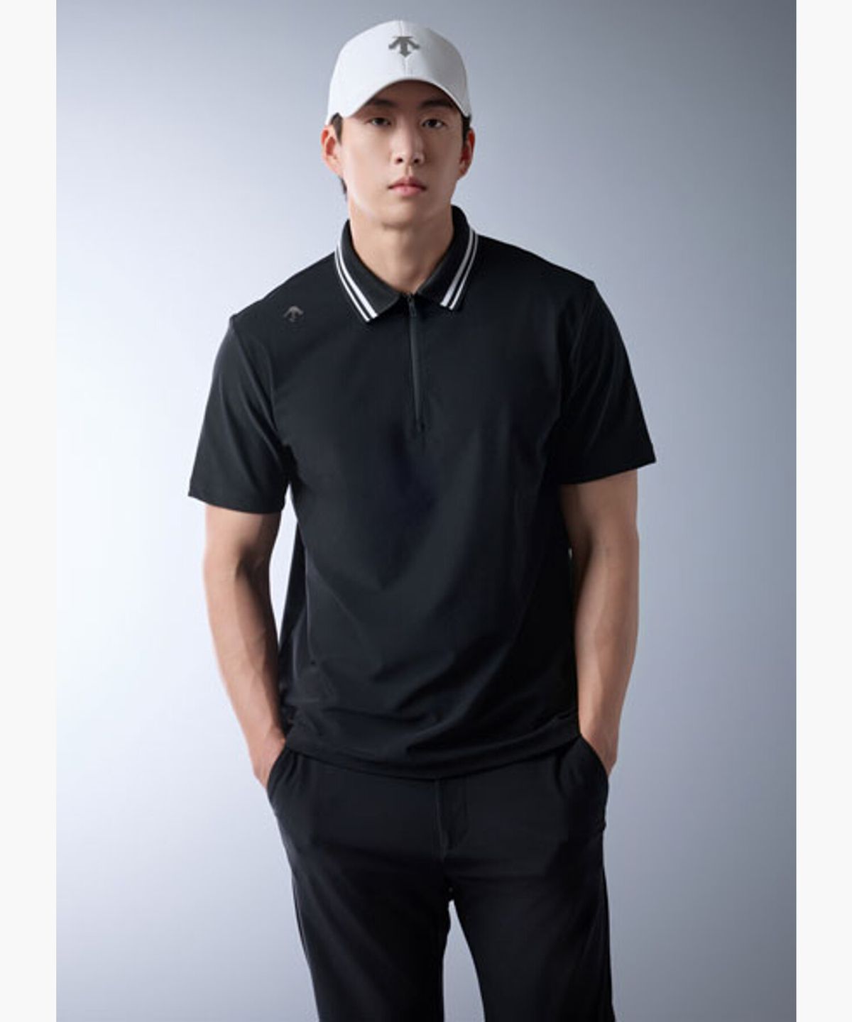 데상트골프(DESCENTE GOLF) 남성 매쉬 트리코트 반집업 티셔츠 (DQ21MFTS61)