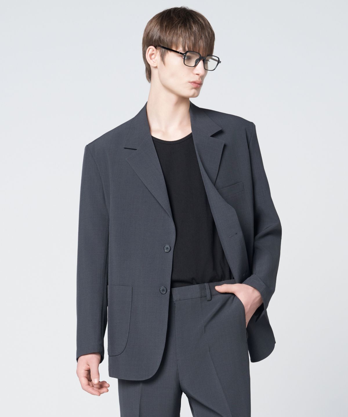 효지(HYOJI) 25 SS 세미오버 핏 블레이저 ( 차콜 )