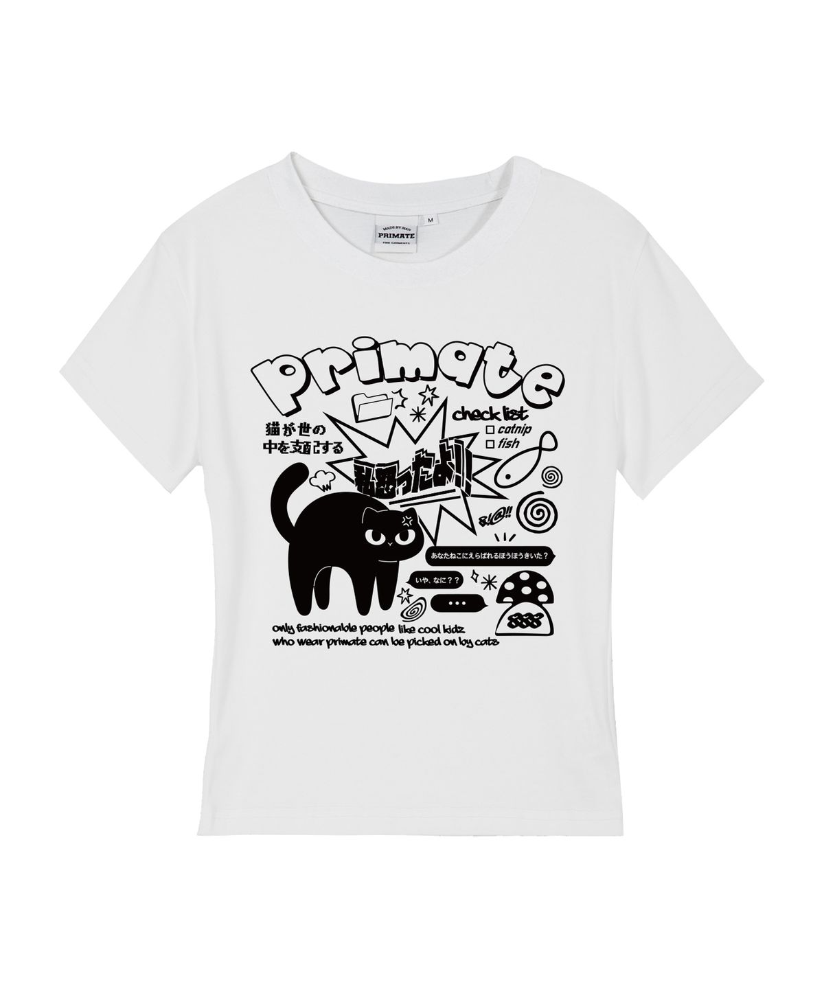프라임에이트(PRIMATE) MAD CAT 여성 슬림핏 반팔티셔츠 5 COLORS