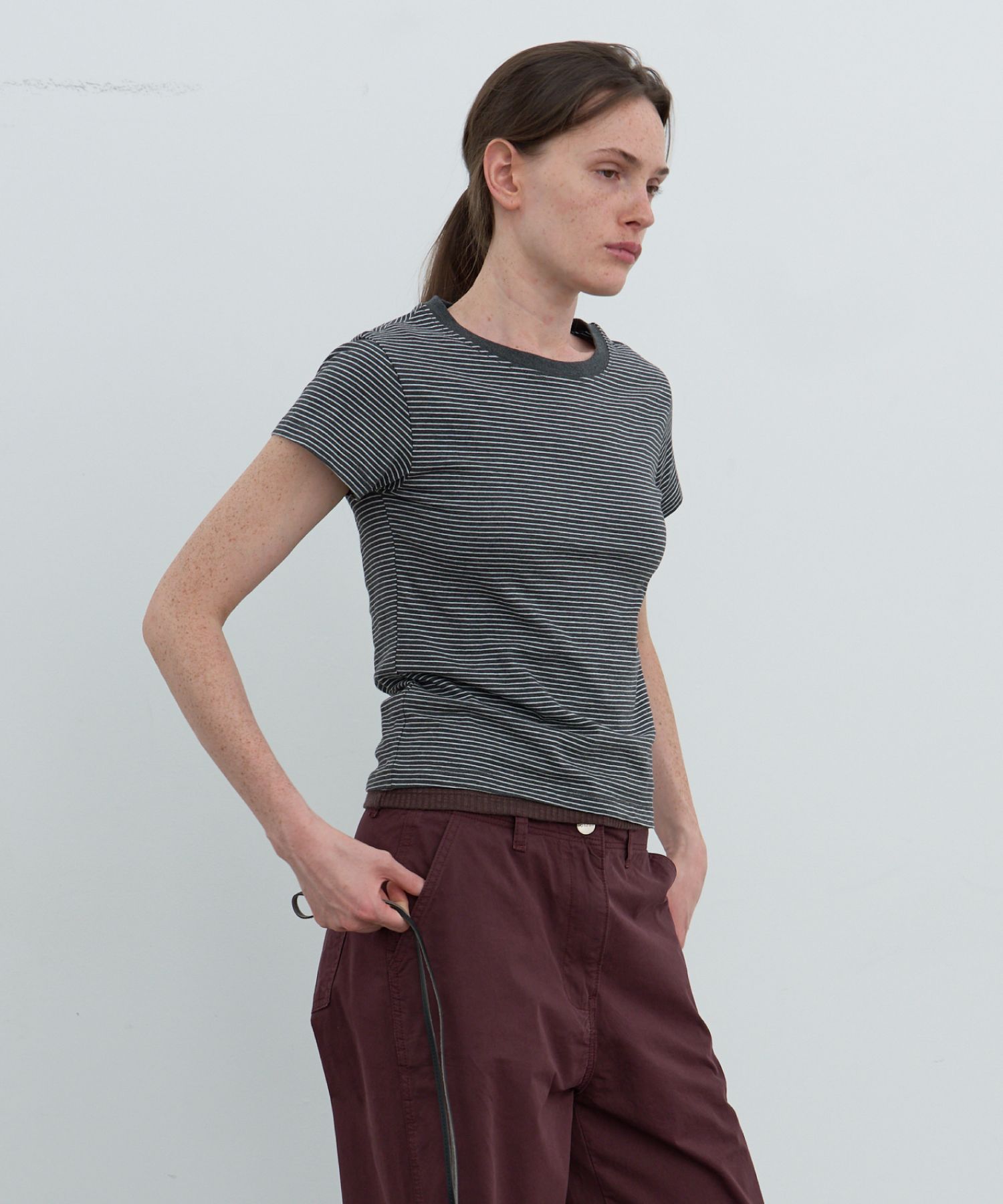★ POSZER★ Minimal Stripe T-Shirt Brown 252MMSTS019F Neighborhood Classic Pocket T-Shirt | 251FPNH-CSM07-BR | SVD USA