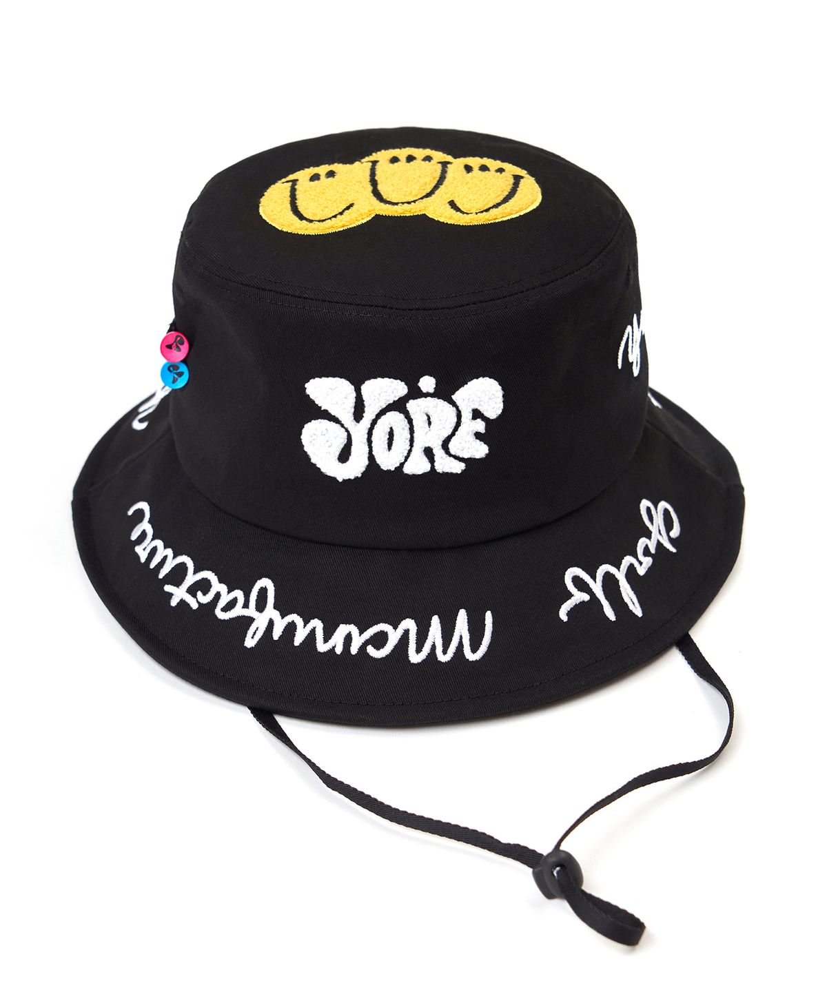 욜프(YORF) YORF TWILL BUCKET HAT TRIPLE SMILE BLACK 욜프 트윌버킷 트리플스마일 블랙