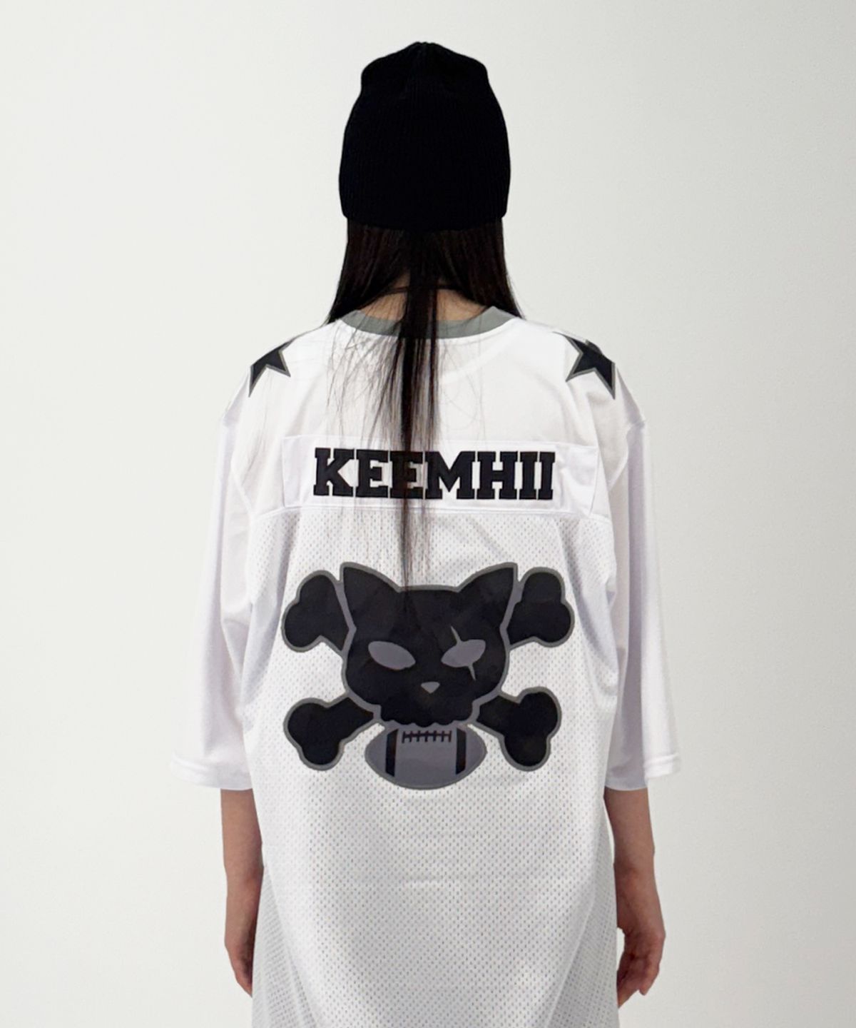 킴히(KEEMHII) 스타 아메리칸 캣 풋볼 저지 - [화이트]