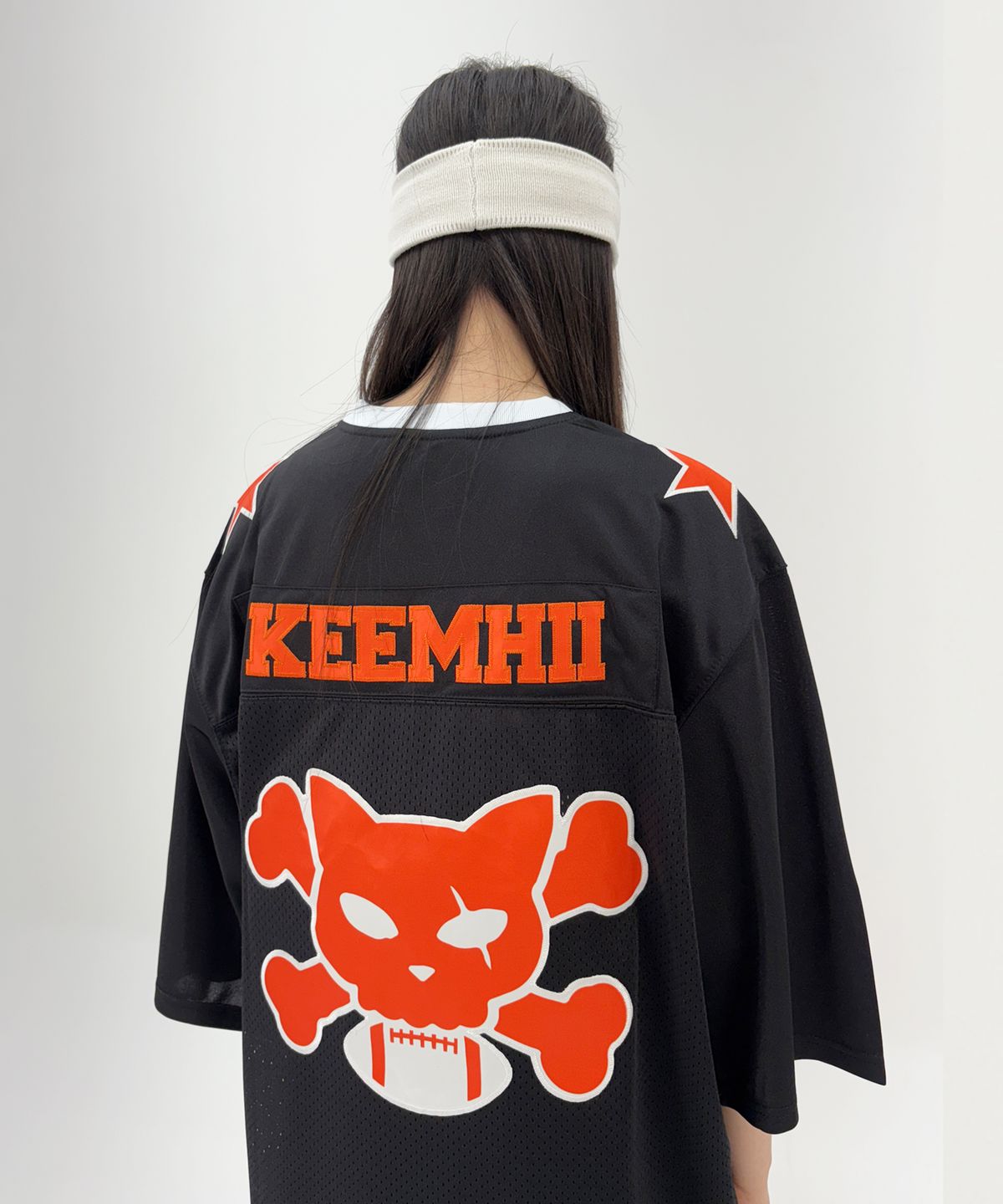 킴히(KEEMHII) 스타 아메리칸 캣 풋볼 저지 - [블랙]