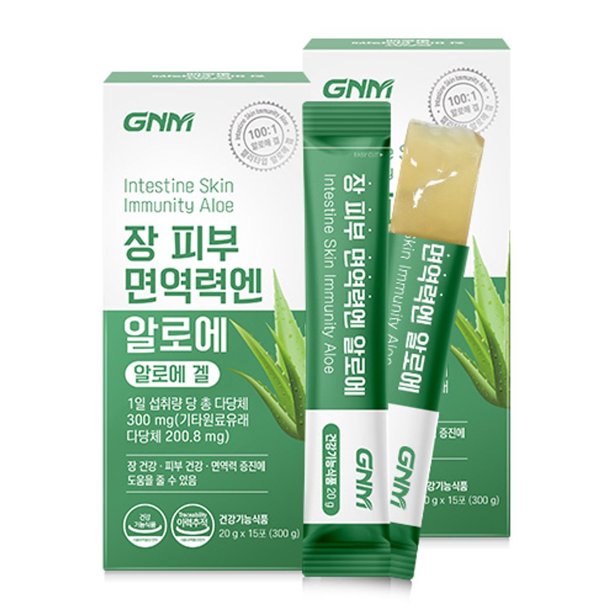 GNM자연의품격(GNMLIFE) [총 다당체 300mg] GNM 장 피부 면역력엔 알로에 2박스(총 30포) / 먹는 알로에겔 이뮨 젤리스틱 장건강 피부건강 면역력증진
