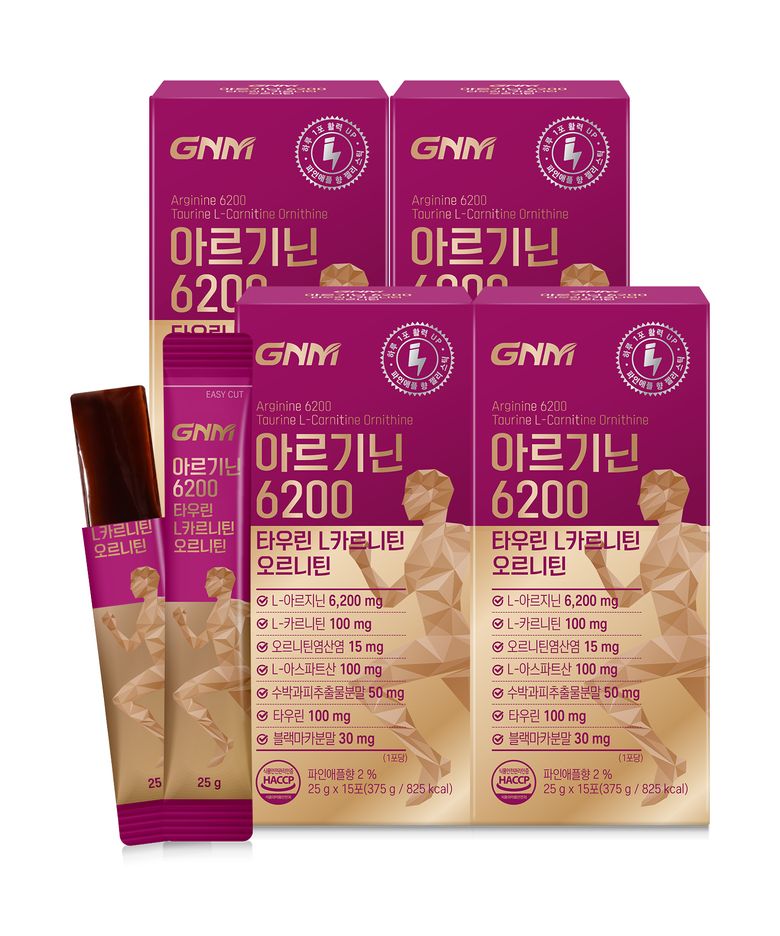 GNM 아르기닌 6200 타우린 L카르니틴 오르니틴 4박스(총 60포) /블랙마카 시트룰린