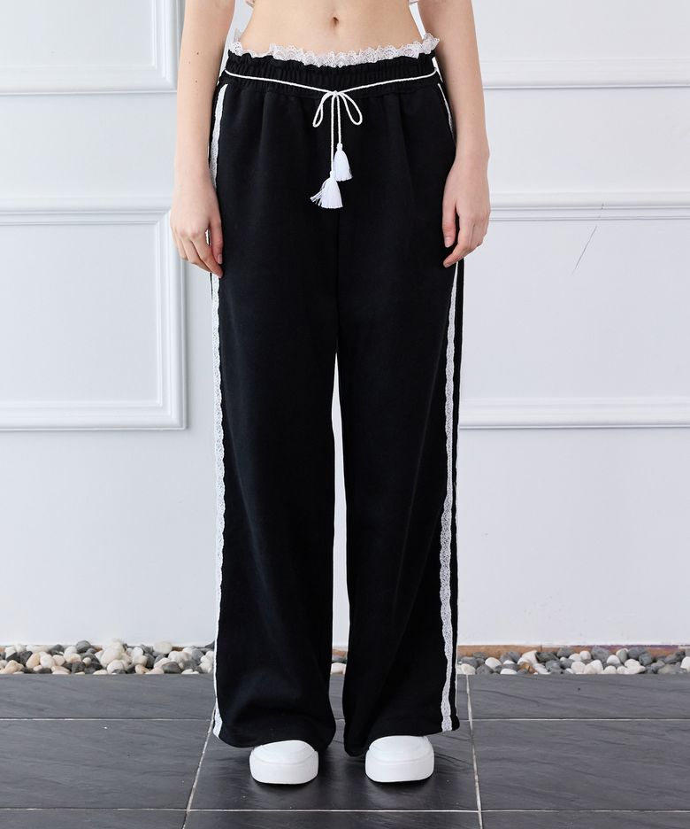 MORI LACE TRACK PANTS_BLACK