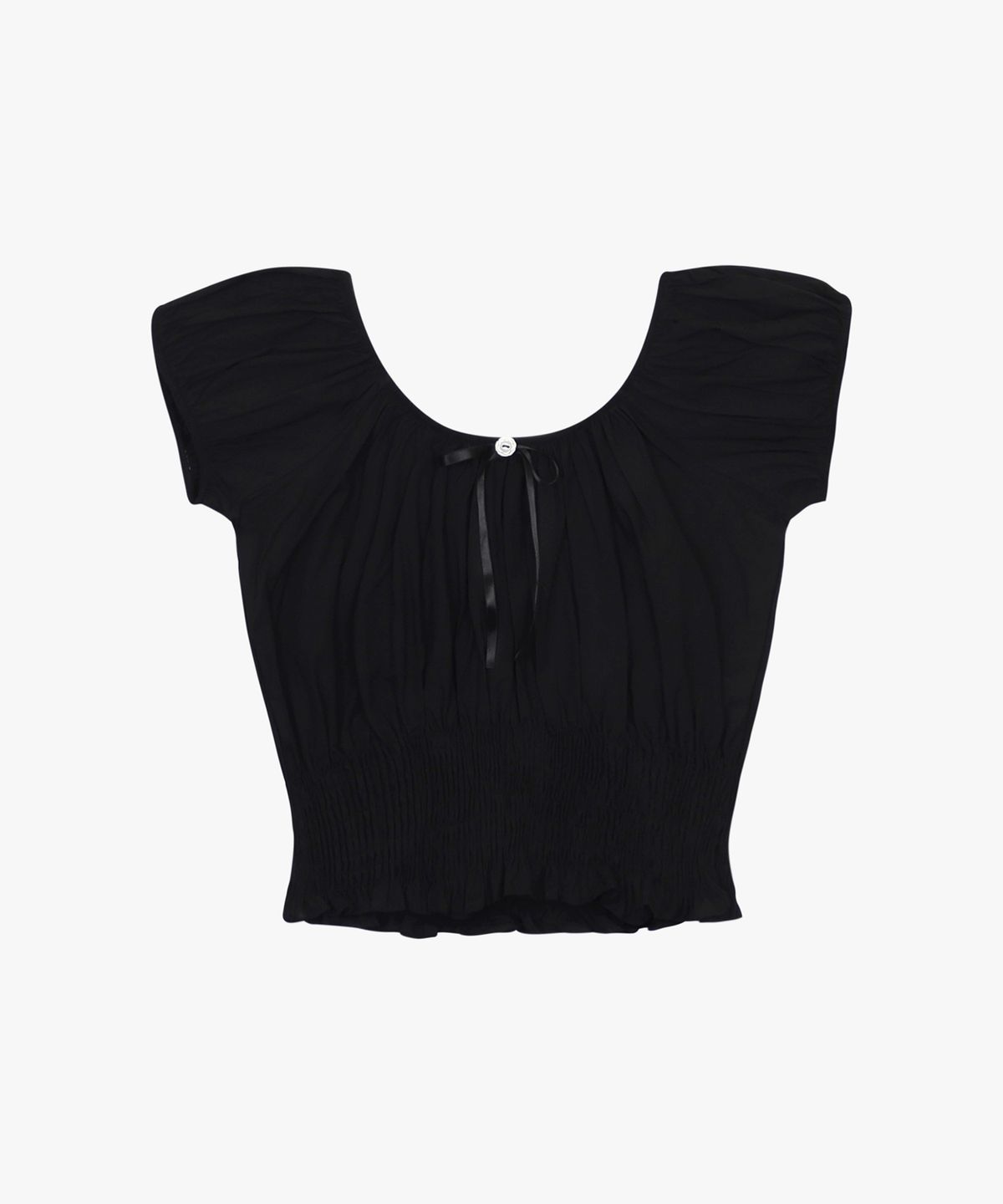 핑크파인애플(PINK PINEAPPLE) SMOCKED PUFF BLOUSE_BLACK