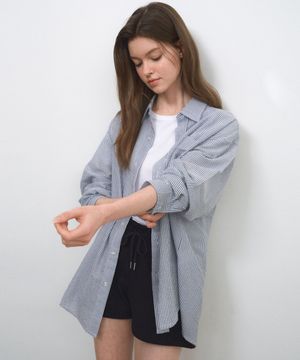 W/시어서커 스트라이프 셔츠_NAVY(WC25-SH04)