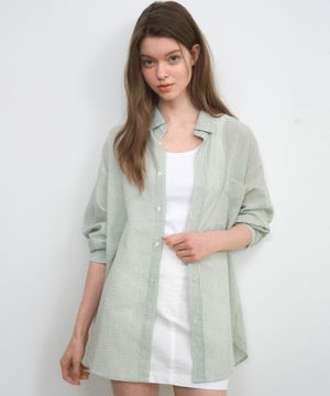 W/시어서커 스트라이프 셔츠_GREEN(WC25-SH04)