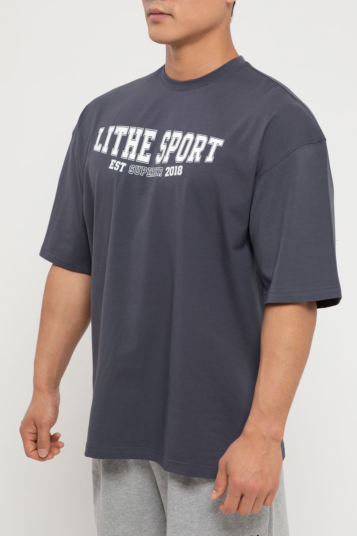 라이드(LITHE) 스포츠 오버핏 티셔츠_그레이