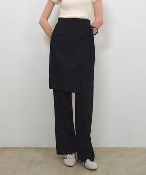 데이지 레이어드 랩 스커트 팬츠_BLACK(W25-PT17)