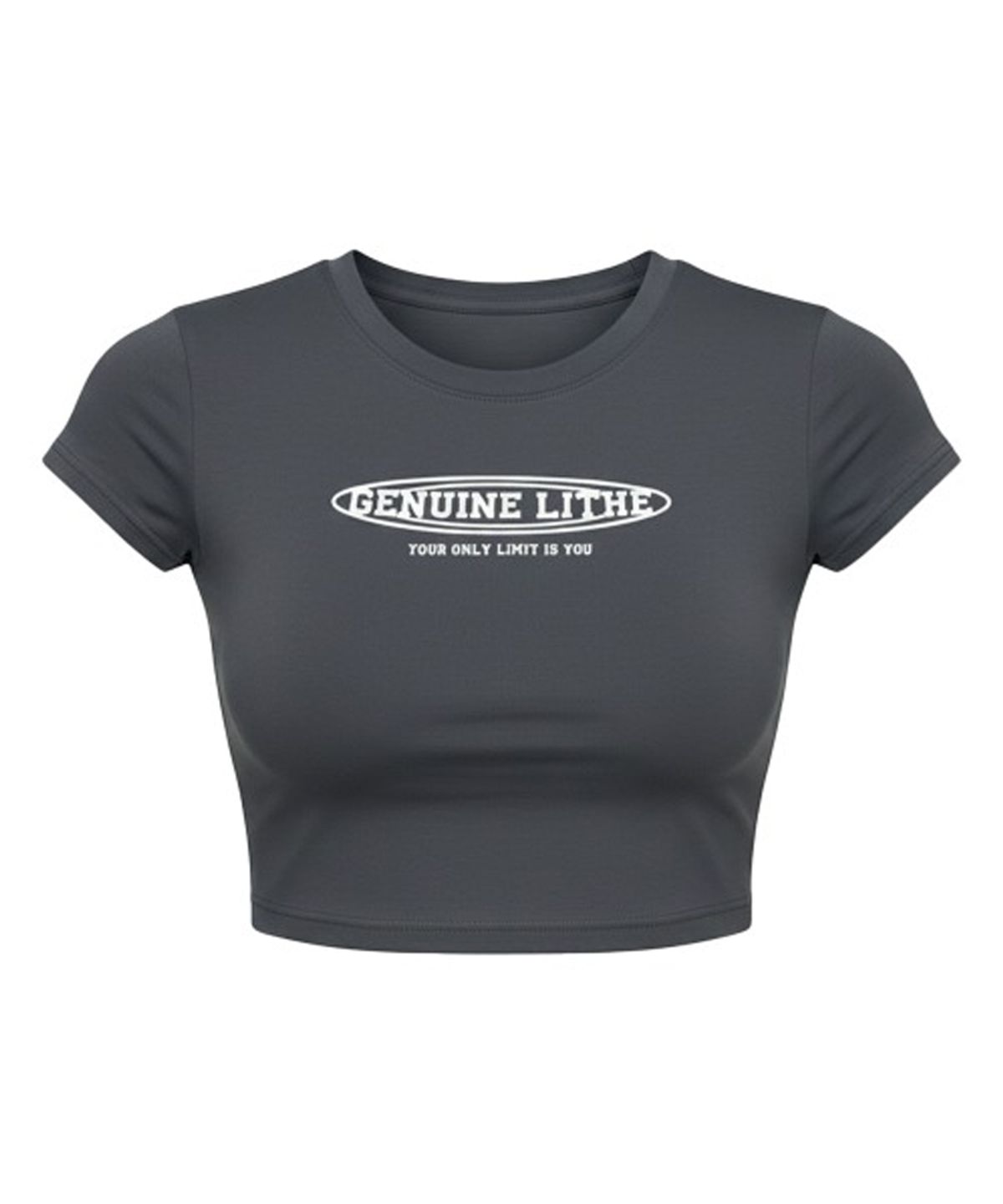 라이드(LITHE) GENUINE_ 크롭티셔츠_블루이시그레이