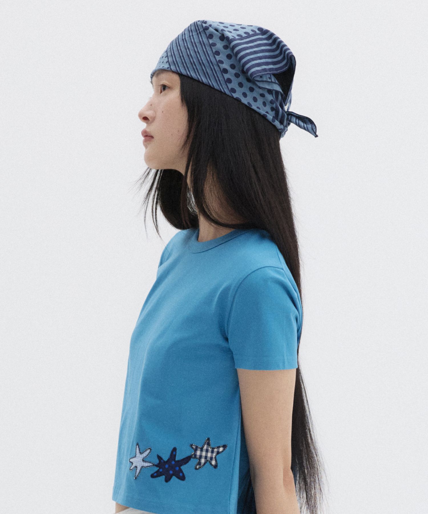 MUSINSA | OHESHIO MIX DOT PATTERN SHEER SCARF, BLUE