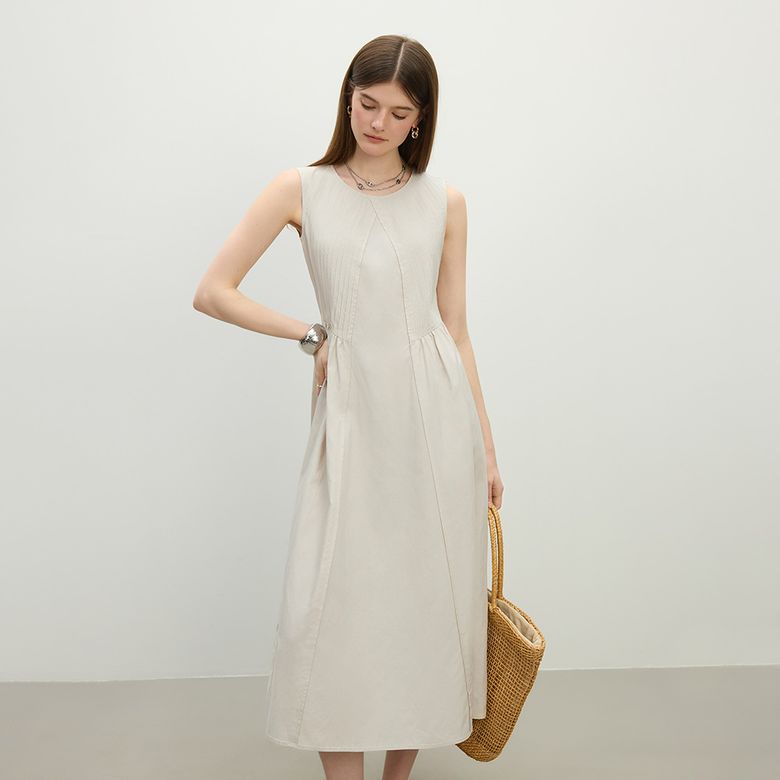 WD_Pleated linen sleeveless dress_2color