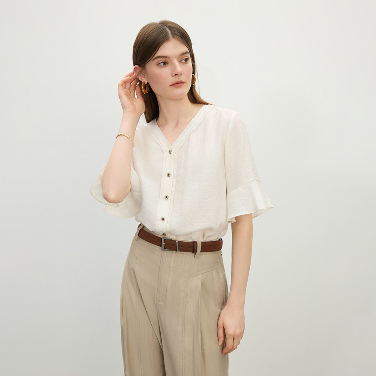 웬스데이딜라잇(WEDNESDAY DELIGHT) WD_Lotus short sleeve blouse