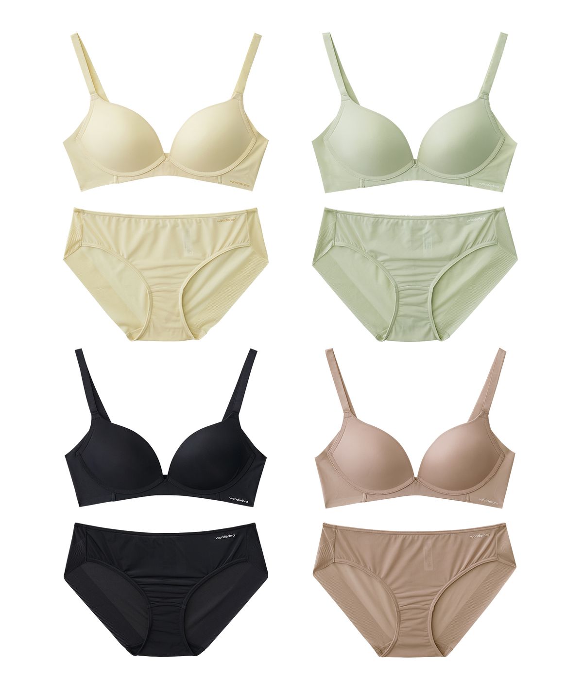 원더브라(WONDERBRA) [4PACK] 퓨징 볼륨 노와이어 브라팬티 세트