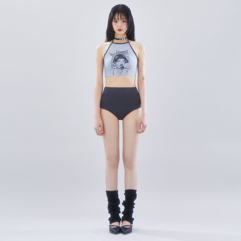 BOBBED HAIR GIRL BIKINI 하이웨스트 비키니 GREY BR2SW002