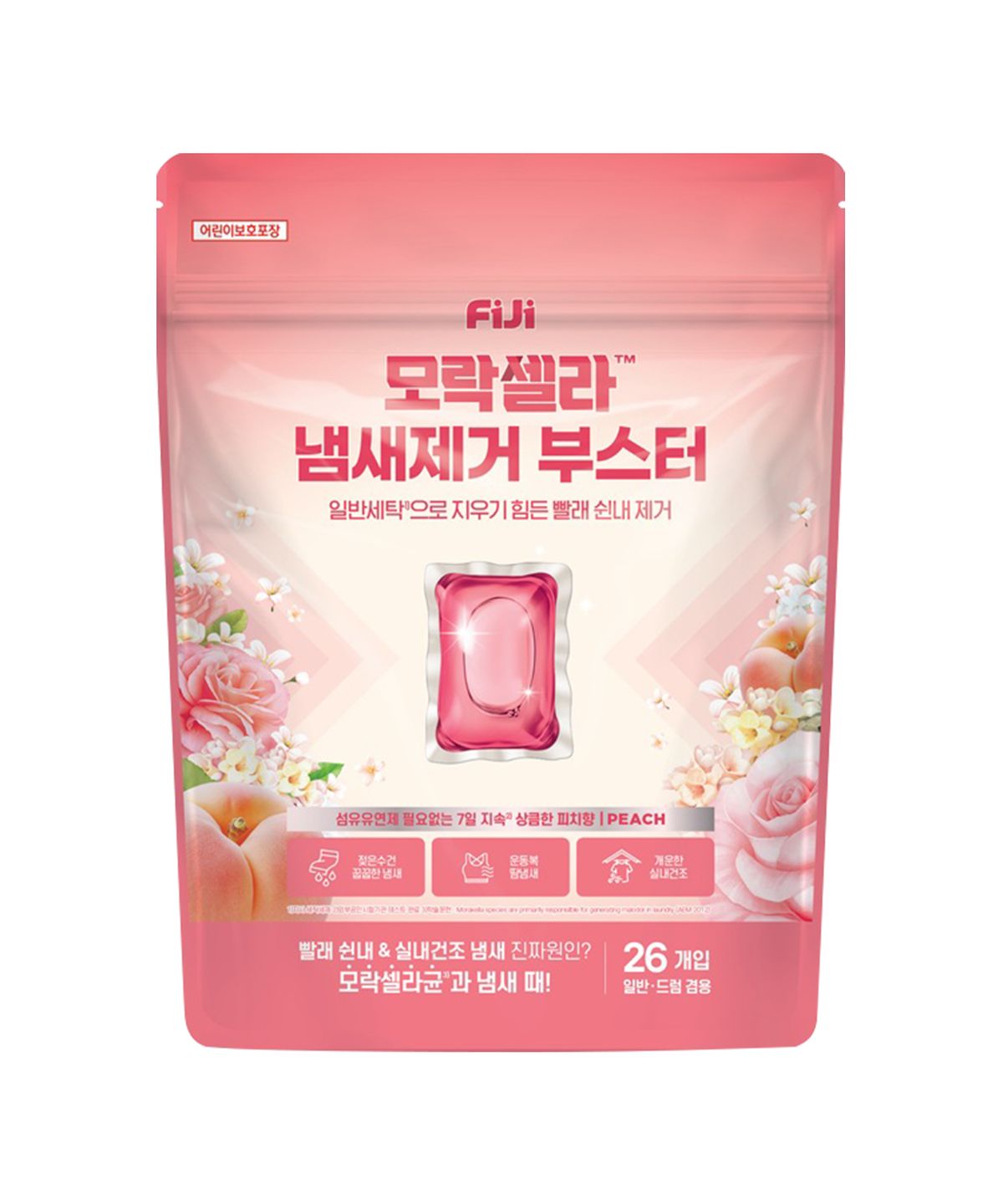 피지(FIJI) 모락셀라 냄세제거 부스터 실내건조 상큼한 피치향 캡슐세제 26개입
