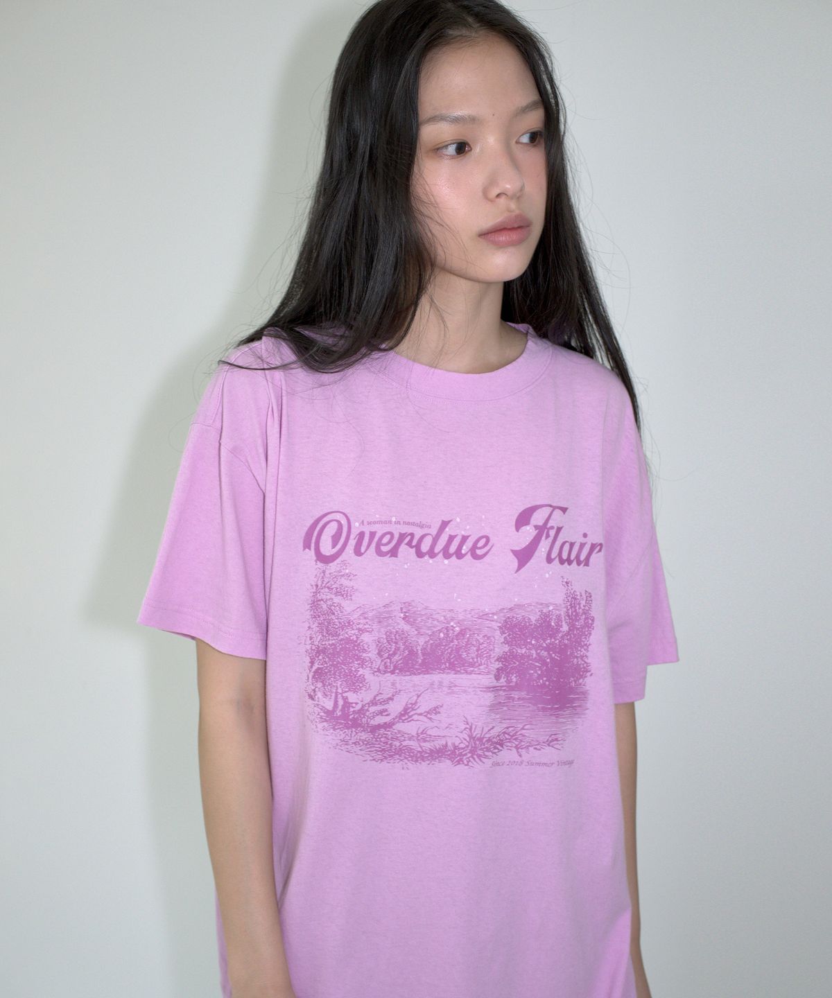 오버듀플레어(OVERDUEFLAIR) VINTAGE PRINTING T-SHIRT_PALE PINK