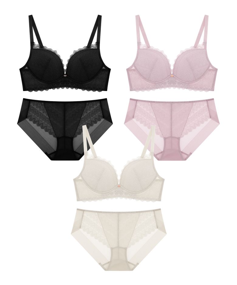 [3PACK] 로맨틱 레이스 노와이어 브라팬티 세트