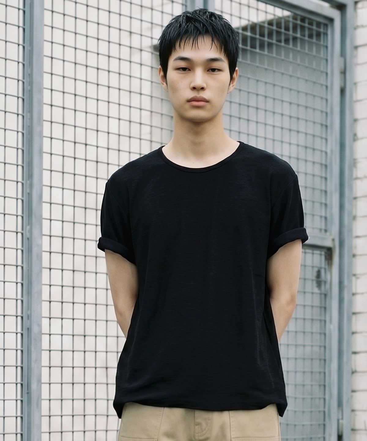 발루트(BALLUTE) SLUB U-NECK HALF CROP T-SHIRTS (BLACK)