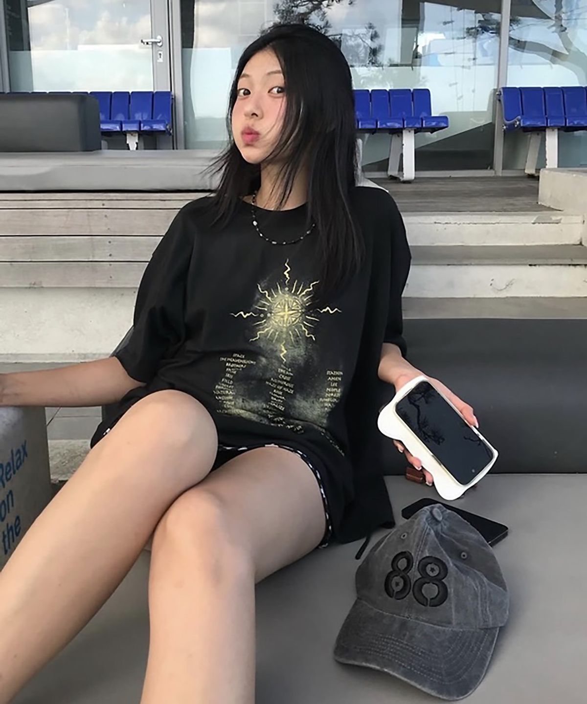 마이딥블루메모리즈(MY DEEP BLUE MEMORIES) Sun Ankh T-Shirts in BLACK