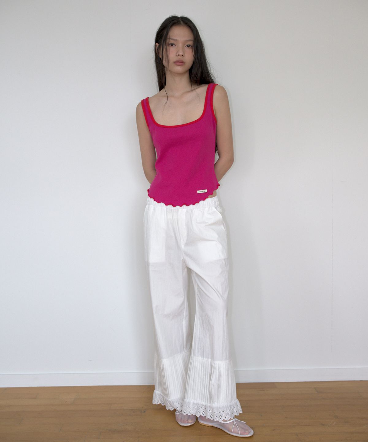 오버듀플레어(OVERDUEFLAIR) RIBBED SQUARE NECK SLEEVELESS_MAGENTA