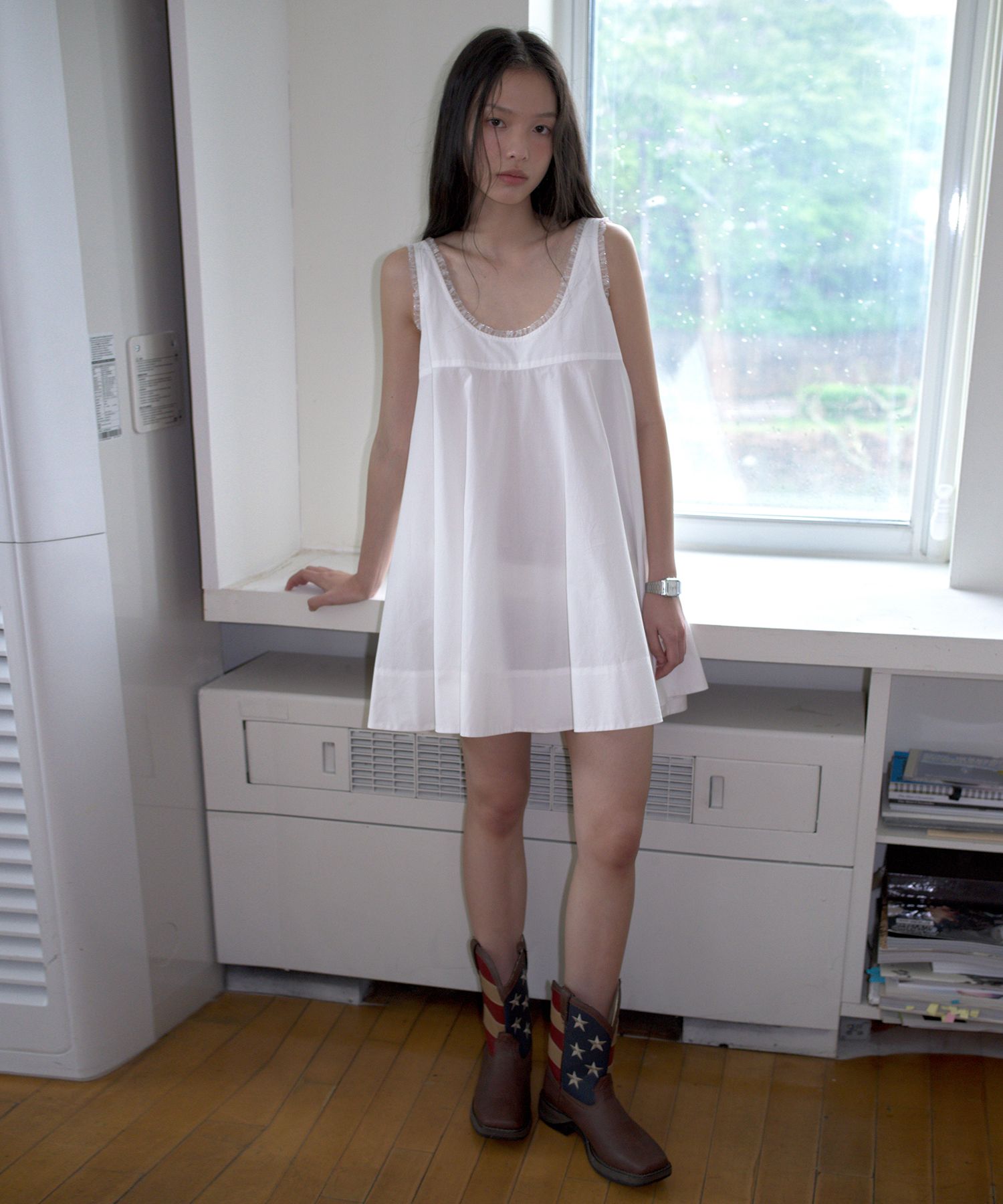 오버듀플레어(OVERDUEFLAIR) BABYDOLL MINI DRESS_PURE WHITE - 사이즈