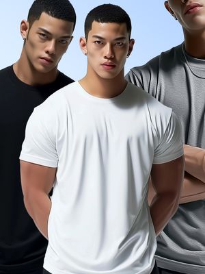 [3PACK] 프레임 업 무지 머슬핏 티셔츠 3컬러